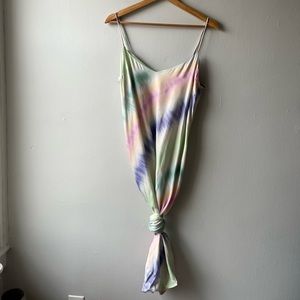 TIE DYE SATIN EFFECT MAXI DRESS - A-LINE